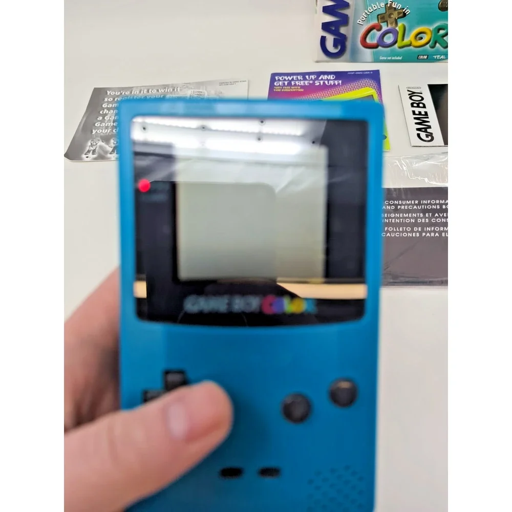Nintendo Game Boy Color Handheld Console Teal Complete in Box CIB USA inserts